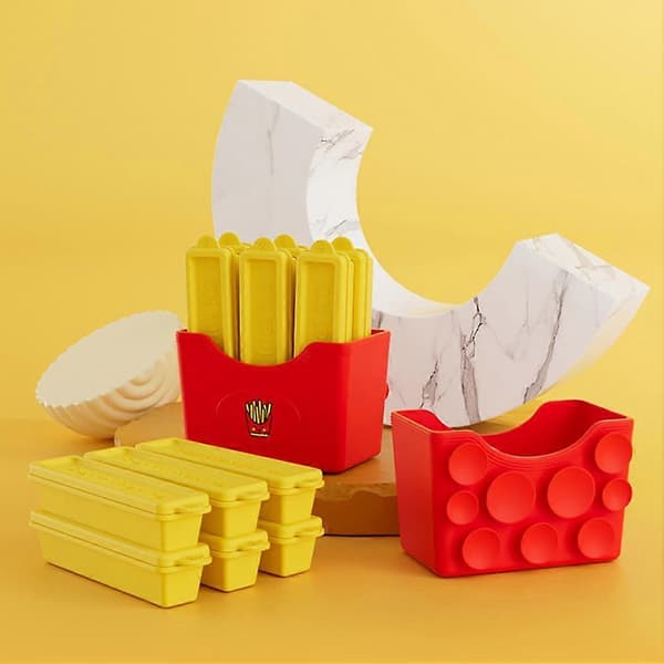 Kreativ isglassform pommes frites-formad isbitsform läckagesäker (D)