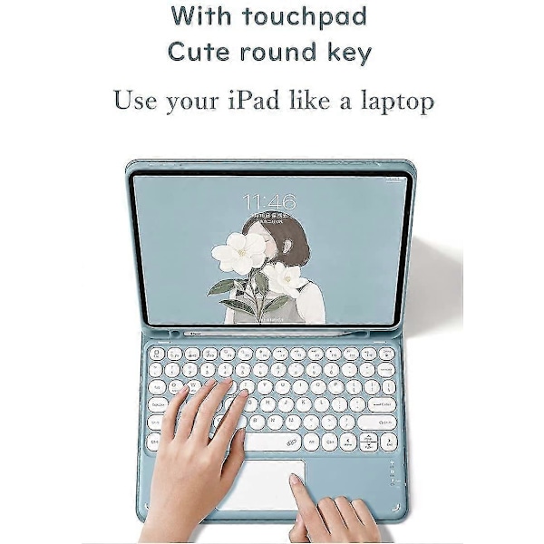 Galaxy Tab S6 Lite 10,4 Tommer 2020 Modell Sm-p610 Sm-p615 Tastaturveske Med Touchpad Søt Rund Nøkkel Farge Tastatur Avtakbar Bluetooth Touch Tastatur Black