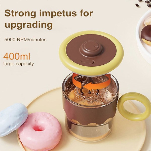 Selvrørende Kaffekopp Elektrisk Mikserkopp 400ml USB Oppladbar Automatisk Blandingsglass Tumbler med Lokk og Håndtak for Hjemmekontor Reise [D] Coffee