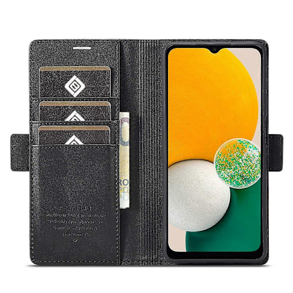 LC.IMEEKE Läderfodral för Samsung Galaxy S24 FE med präglade linjer, telefonfodral, plånbok, stativ