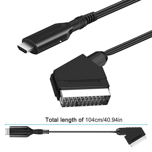 Scart til HDMI-kompatibel Konverter 1m Kabel Switch AV Adapter til HDTV