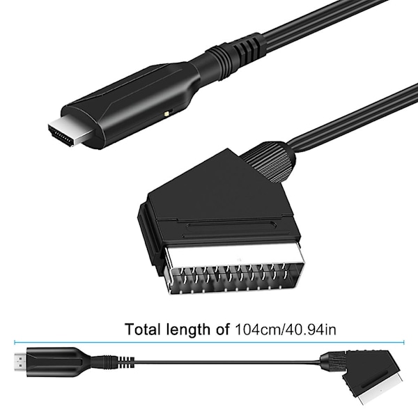 Scart till HDMI-kompatibel Konverterare 1m Kabel Switch AV-adapter för HDTV