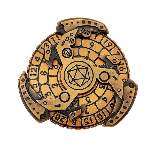 7-i-1 Metal Terning Fidget Spinner Bærbar Vintage Kraftig Zinklegering Fingerspids Gyro Kompas Terning RPG Brætspil Rekvisit Fødselsdagsgave[D] Golden