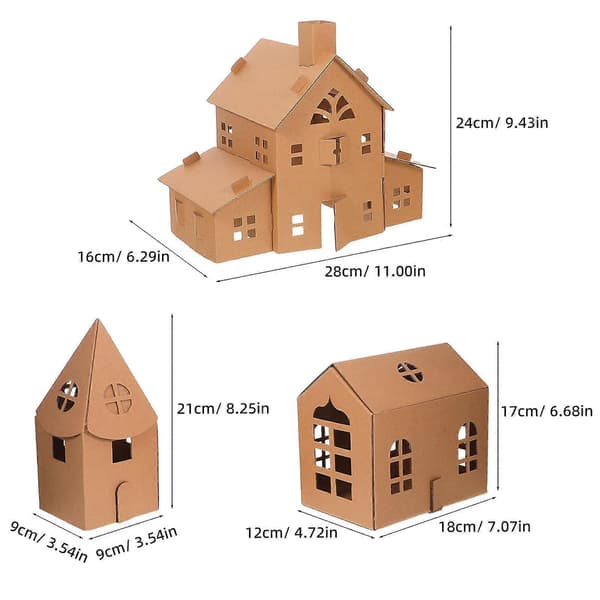Papphus för barn DIY pysselset med färgläggning 3-pack[D]