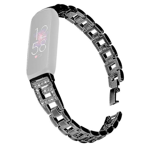 For Fitbit Inspire 3 G-form Rhinestone Dekor Metall Armbånd Erstatning Klokkereim Black, Black Style A Fitbit Inspire 3