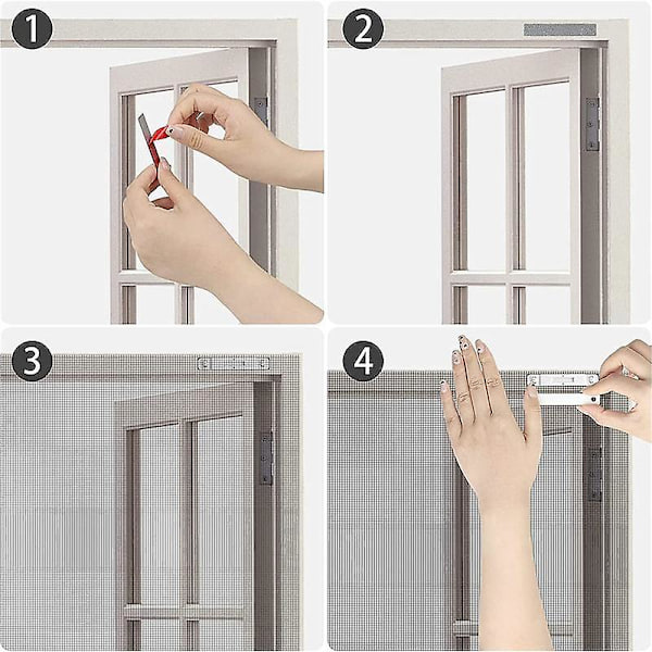 Magneter til Fluenet, Pakke med 12 Fluenet, Vinduer, Magnetiske Strimler, Magnetisk Klips, Magnetisk Lukning til Fluenet [kk] White