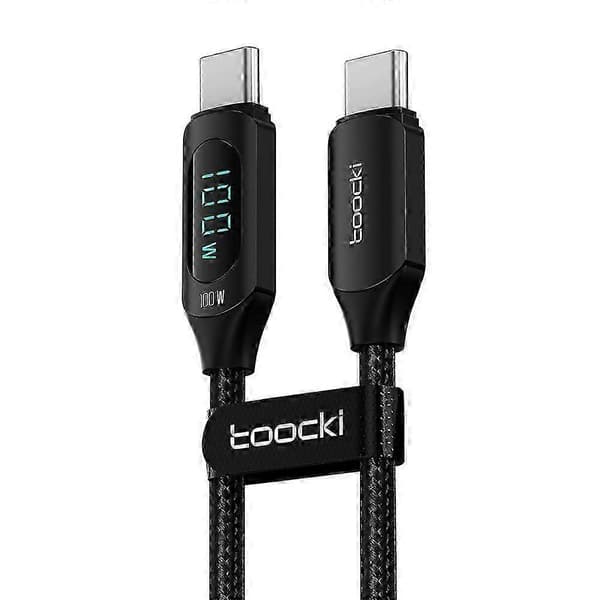 TOOCKI TQ-X03 2m Digital Display Datakabel USB-C til USB-C PD 100W Ladekabel-[D] Multicolor Black