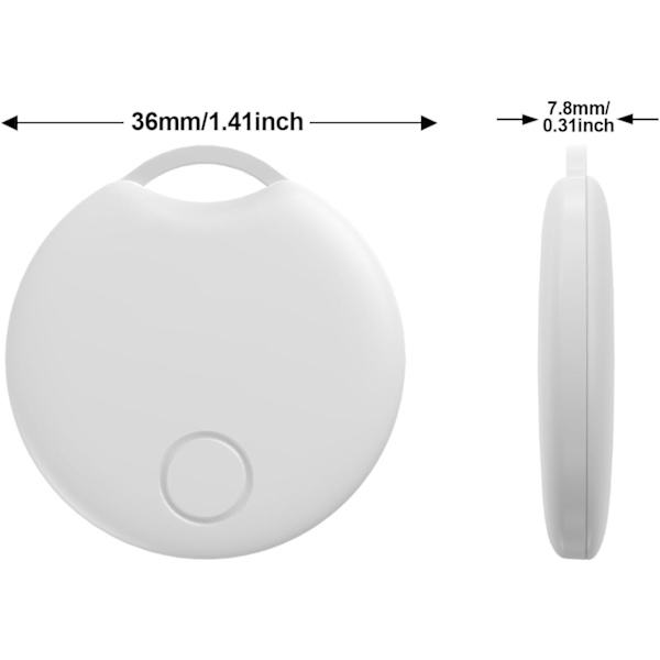 iOS Spårningsenhet Vit Kompatibel med Apple Hitta (endast iOS) Bluetooth Tracker för Föremål MFi-Certifierad (endast iOS) [D]