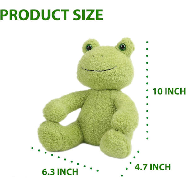 Grön Groda Plyschdjur, Söt Groda Plushie Docka, Födelsedag Jul Mjuk Leksak Present till Barn Flickor Pojkar, 10\"