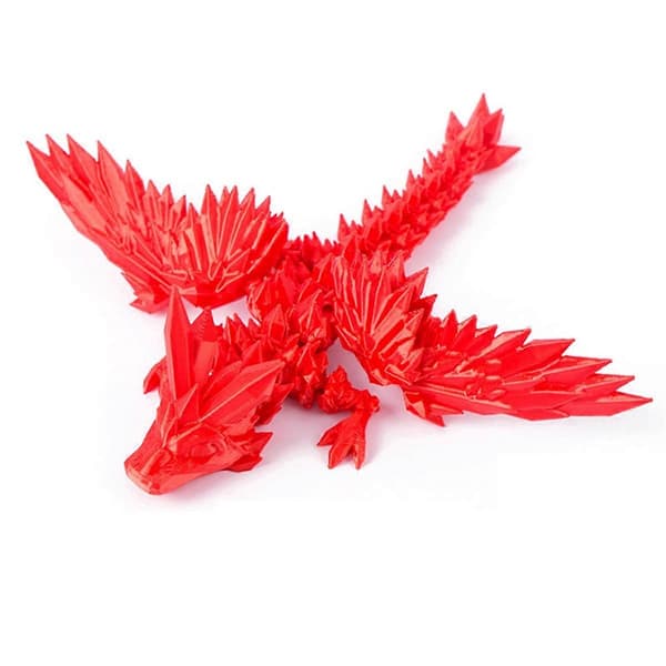 3D-printet ædelstensdrage krystaldrage legetøjsfigur, rød[D]