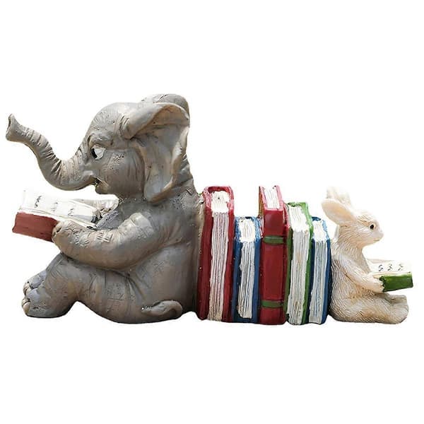 Elefant Djur Läser Studerar Staty Bokstöd Djur Staty Dekor Heminredning[D] As Shown