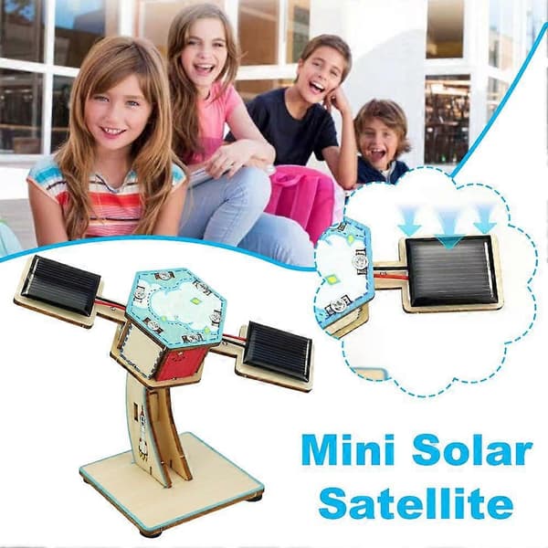 Mini Solarsatellit DIY Træmodel Sæt Pædagogisk STEM Legetøj Til Børn Hænder På Evne[D] Gray Onesize
