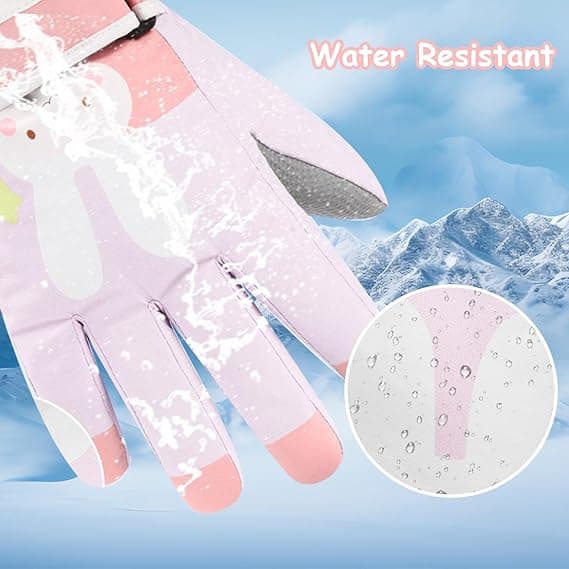 Barnas skihansker Vinter snøhansker Vanntette Vintervarme hansker for snowboard, aking, varme hansker for gutter og jenter Lilla