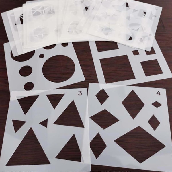 Geometrinen sapluunamalli lasten mielikuvitukseen DIY-maalauskäsityöhön [D]