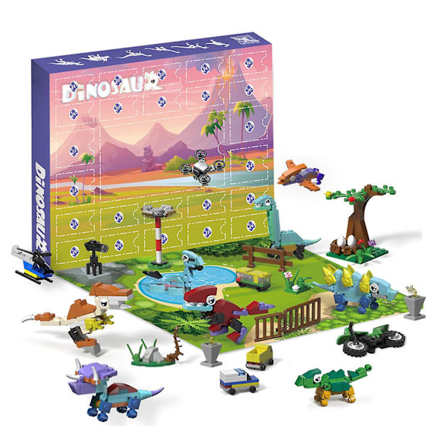 Dinosaur Julekalender 12 I 1 Deformation Dinosaur Byggeklodser Og 12 Byggelegetøj