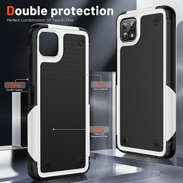 Nytt Telefonfodral för Samsung A22 5G, Dubbla Lager Skydd, Stötsäkert, Skydd för Skärm & Kamera White