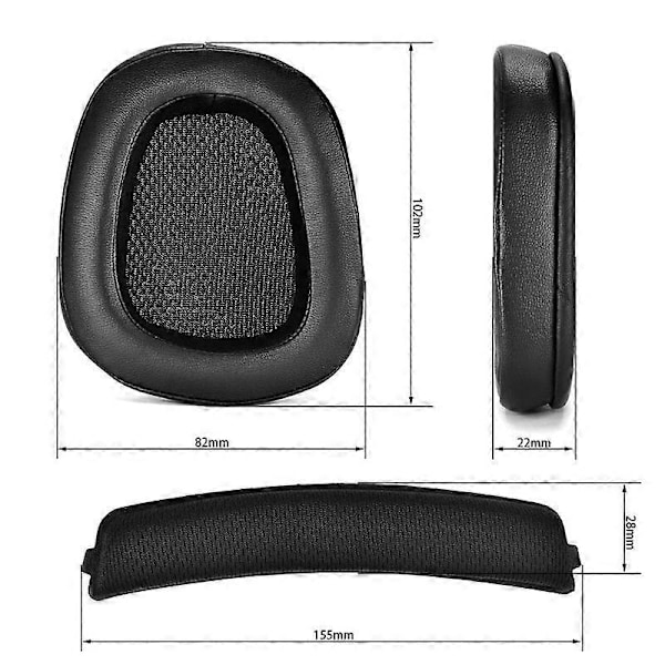 1 par skumøreputer pute lær øreputer for Logitech G933 G935 G633 / g 933 g 935 g 633 Artemis hodetelefoner