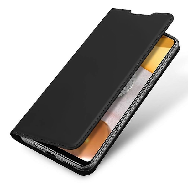 DUX DUCIS Skin Pro Series för Samsung Galaxy A12/M12 Stativfunktioner Folio Flip Läderfodral med Kortfack Black