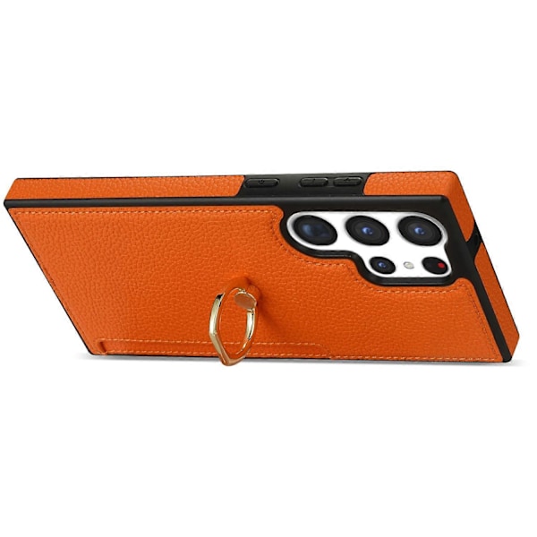 For Samsung Galaxy S24 Ultra Mobiltelefondeksel PU Lær+TPU Ring Stativ Deksel[D] Multicolor Style D