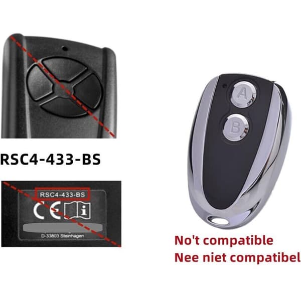 Fjärrkontroll kompatibel med Hörmann Ecostar RSE 2 RSC 2 433.92MHz (2-pack) Noir 0.05