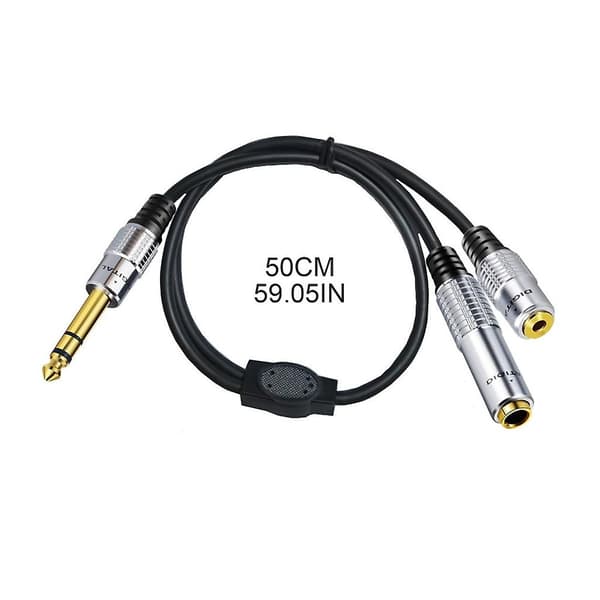 1/4\" Han til 1/4\" Hun+1/8\" Hun Audio Kabel Stereo Hun Socket Ledning[D]