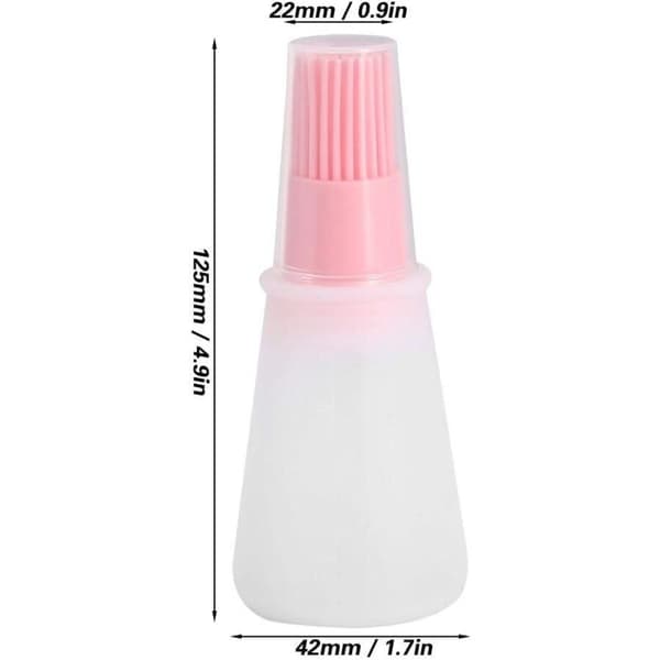 Silikonoljeflaskborste med lock, söt såsflaska med silikonbakborste, återanvändbar förpackning (rosa) Rose Silicone