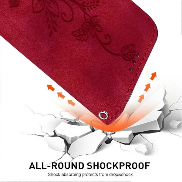 Til Xiaomi Poco F7 Pro 5G F7 Ultra 5G Redmi K80 Pro 5G K80 5G Etui Lily Blomst Præget Læder Telefon[D] Multicolor Red