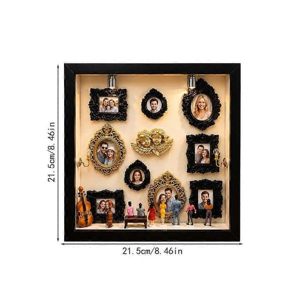 Bilderamme med menneskefigurer Miniramme Display Shadow Case for bursdag innflytting (D) WHITE