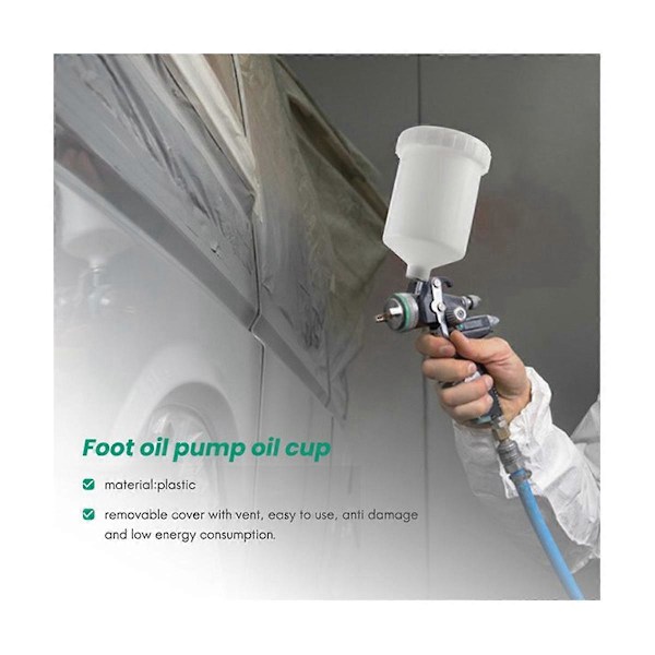 2 st 600 ml Plast Hvlp Färgkoppburk för Sata Sprayer Koppkontakt Jet Färgspruta White