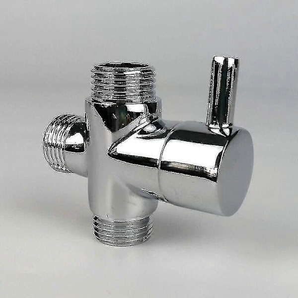 Omledningsventil, Hane G1/2; Mässing Kran T Adapter Krom Badrum Dusch Kran Tillbehör Vatten Omledare 3-vägs Hane Fyllningsventil