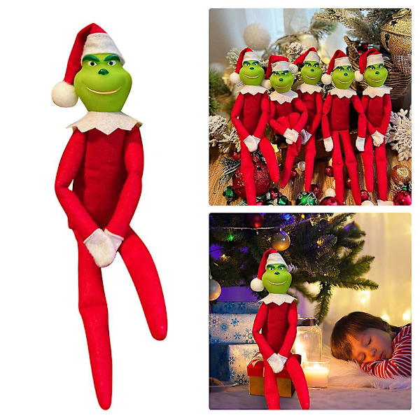 33cm Jultomtepar Grinch Plyschdocka Leksak Juldekoration Ornament Barnpresent