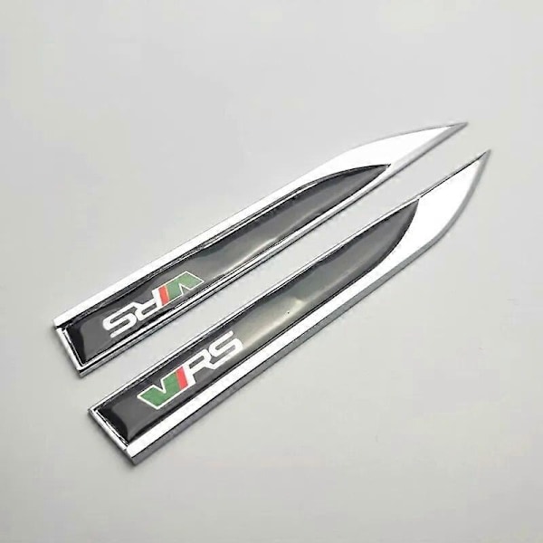 2 st x Metalliska Sido Fender Emblem Badge Dekal för Skoda VRS Octavia Kamiq Kodiaq Karoq Superb Fabia Rapid