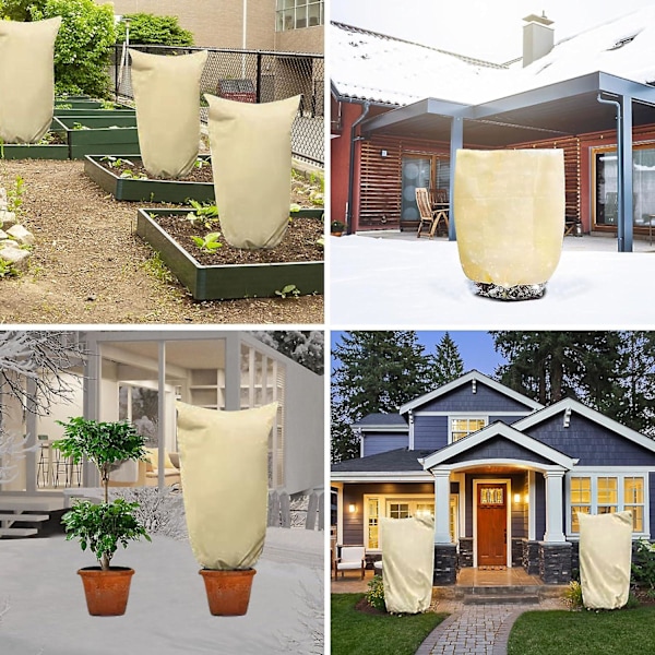 Vinterbeskyttelse til planter plantebeskyttelse vinter vintertelt med lynlås og snøre frostbeskyttelse plantehætte vinter 80 x 100 cm 1 stk
