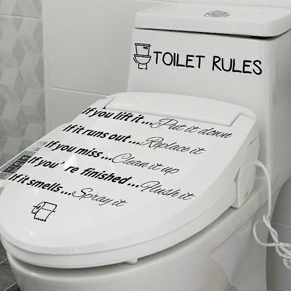 DIY Taide Koti Kylpyhuoneen Säännöt Koristeellinen Tarra Huumori Juliste Julkisiin ja Koteihin[D]