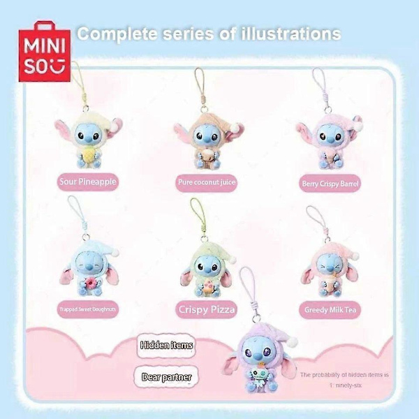 Ny Miniso Stitch Eat Something Before Sleep Series Vinylfigur Blind Box[D]