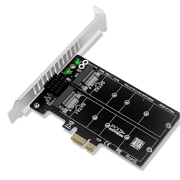 PH58 2 X M2 SATA till PCIe Adapterkort Dubbel Skivdisplaykort RAID Splitter Utbyggnadskort PCIe X1 till NGFF M2 SATA SSD As Shown