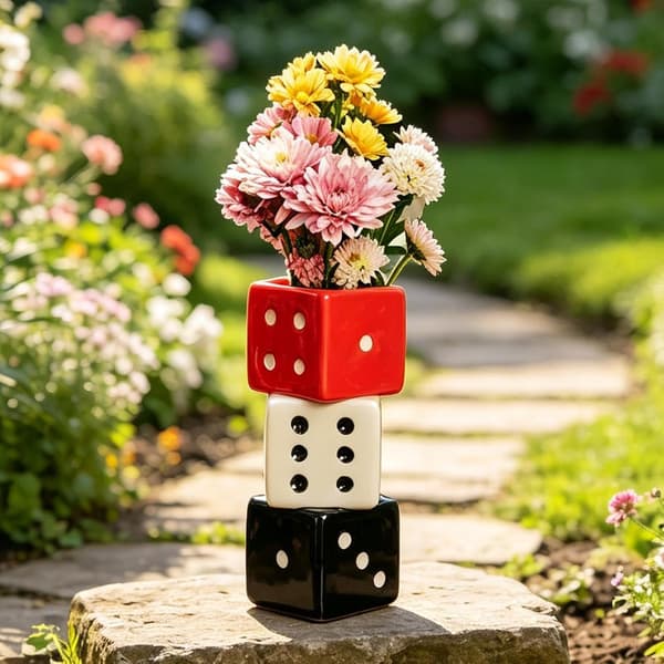 Geometrisk terningformet vase til blomsterarrangementer – Harpiksdekoration til tørrede blomster – Ideel til stuen (D)