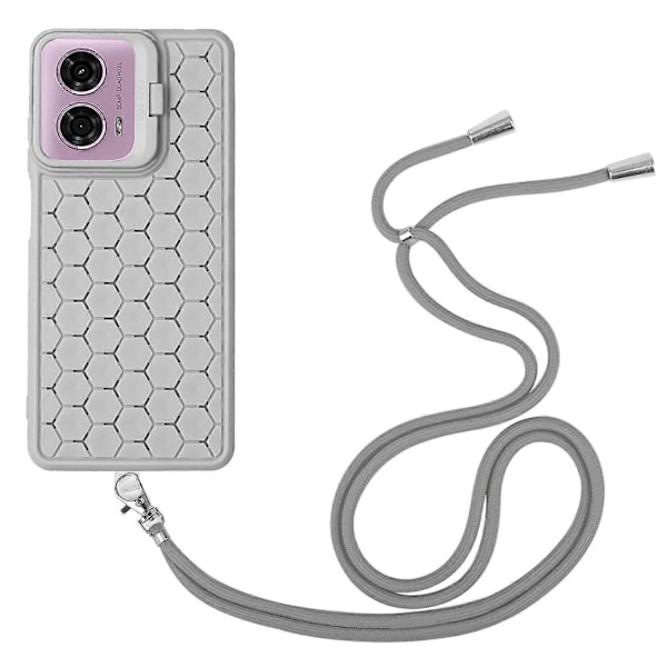 Til Motorola Moto E14 4G/ G04 4G/ G04s 4G/ G24 4G Case Varmeafledning Kickstand TPU Telefon Cover med Snøre Grey