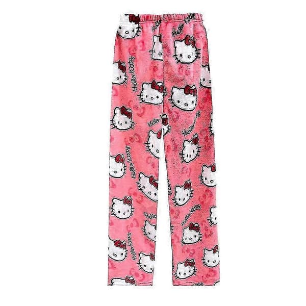Dam Pyjamas Byxor Tecknad Katt Sovkläder Nattkläder Byxor 26s[D] Rose Red M