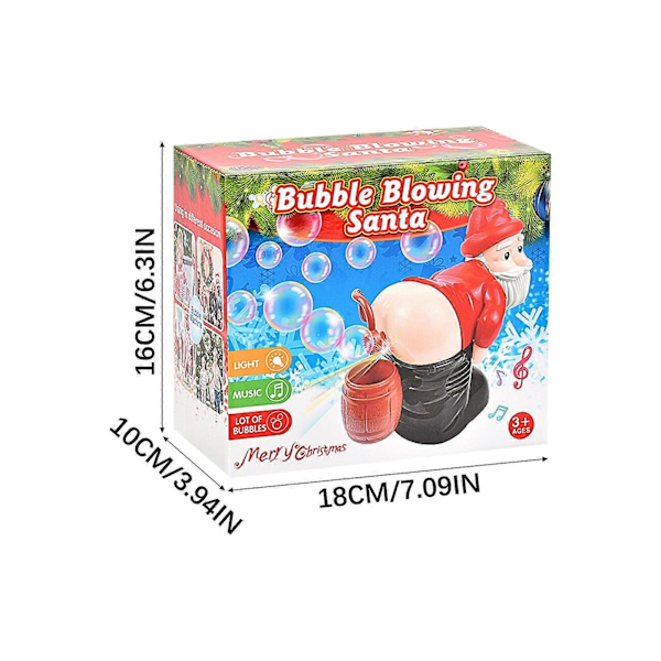 Julny Automatisk Bubbelmaskin med Ljus Musik Rolig Jultomte Bubbel Leksaker 60ml Bubbelvätska