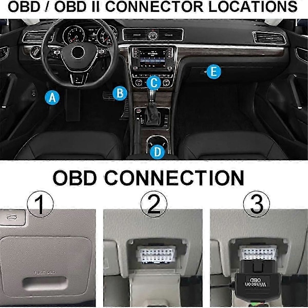 Dash Cam OBD Hardwire Kit, Dash Kamera USB Type C Hardwire Kit med OBD Strømkabel til Dashcam 12- Black