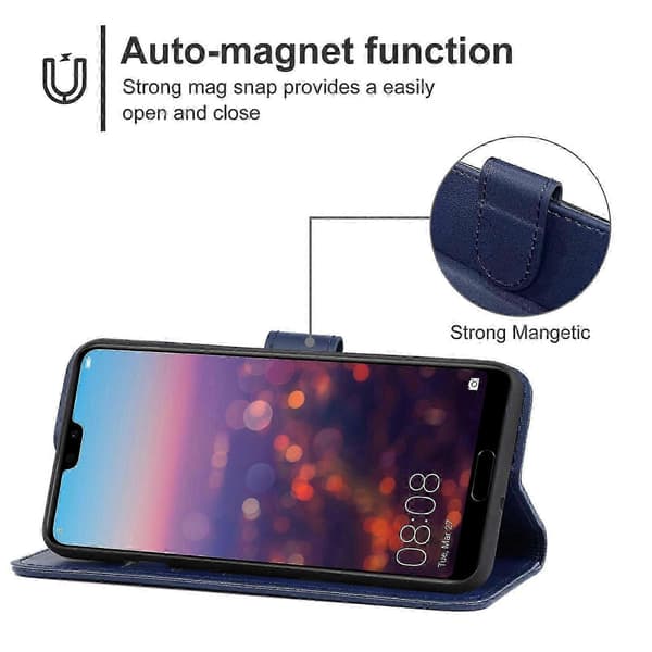 Lærtelefondeksel til Huawei P20 [D] Blue