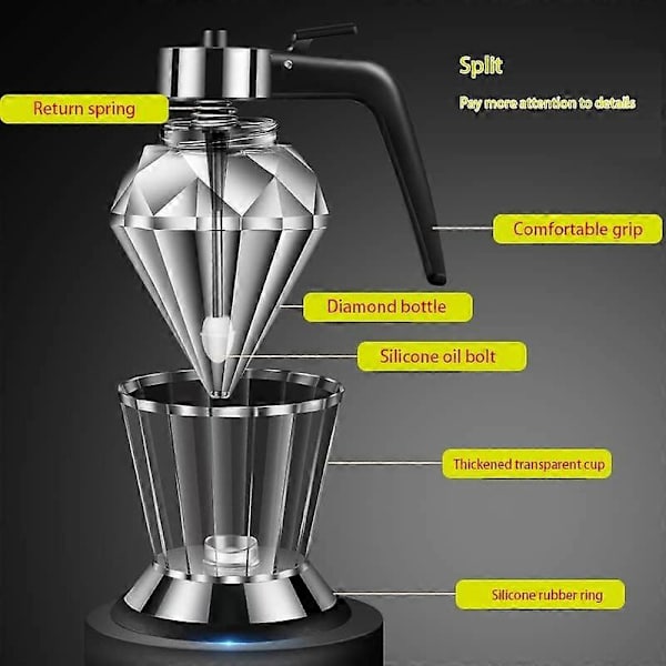 Hunajan annostelija, hunajapurkki jalustalla, hunajakannu - lasia, Premium Diamond -pullomuotoilu, tilavuus: 200 ml [D]