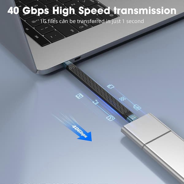 USB 4-kabel for Thunderbolt4/3 240W, 40 Gbps dataoverføring 8K@60Hz video USB C til USB C-kabel 240W hurtigladekabel[D] Grey
