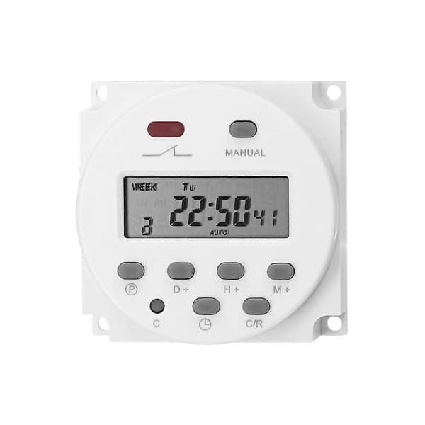 Veckovis Programmerbar Digital Timer Strömbrytare Panelmonterad Elektrisk Timer 16 Oberoende PÅ/AV-program för Hemmakontor Lampor Fläktar TV Kök[D]