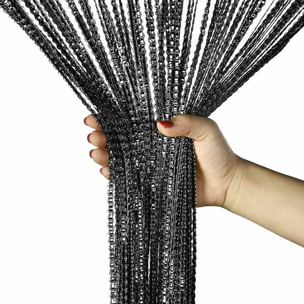 String Dørgardin Romdeler Duske for Vegg- og Vindusdekorasjon[D] Black