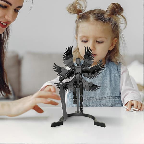 Mobil Robot Figur - Artikulerede Action Figur Legetøj, 3D Printet Samlet Robotmodel, Bevægeligt Sort Samlelegetøj[D]