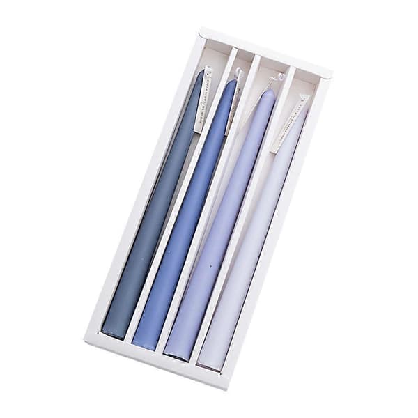 4 stk. Romantisk Lang Stang Duftlys Røgfrit Lys Bryllupsfest Ornament [D] Blue 2.2*15cm