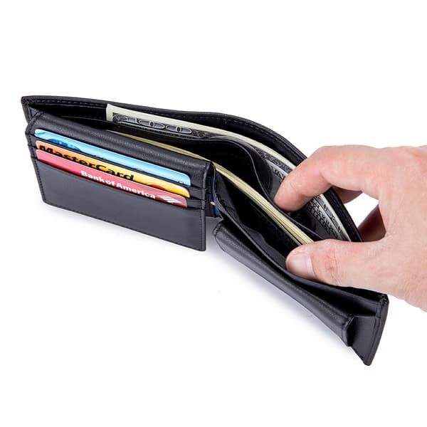 Plånbok för män i kaffefärg, RFID-blockerande, tvåvikt