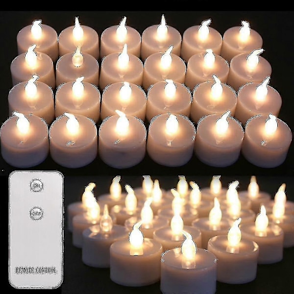 24 st Flickrande LED-Teeljus med Fjärrkontroll Batteridrivna Lågflammande Ljus för Hemmet (hs)